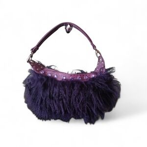 Elegant Yet Fun Anna Kerry Purple Fur Shoulder Bag